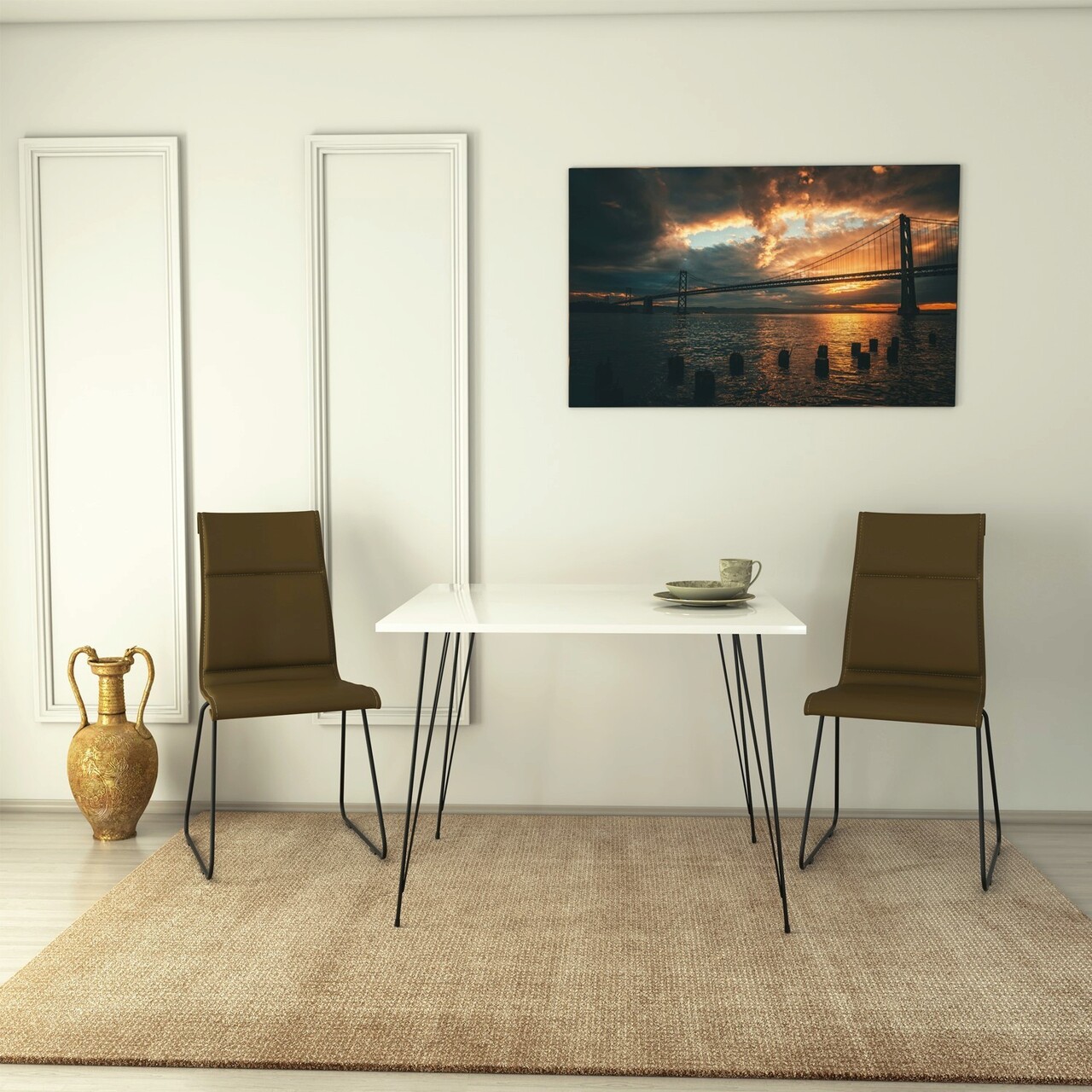 Masa, Hanah Home, Sandalf Square, 90x75x90 cm, Alb - imagine 7